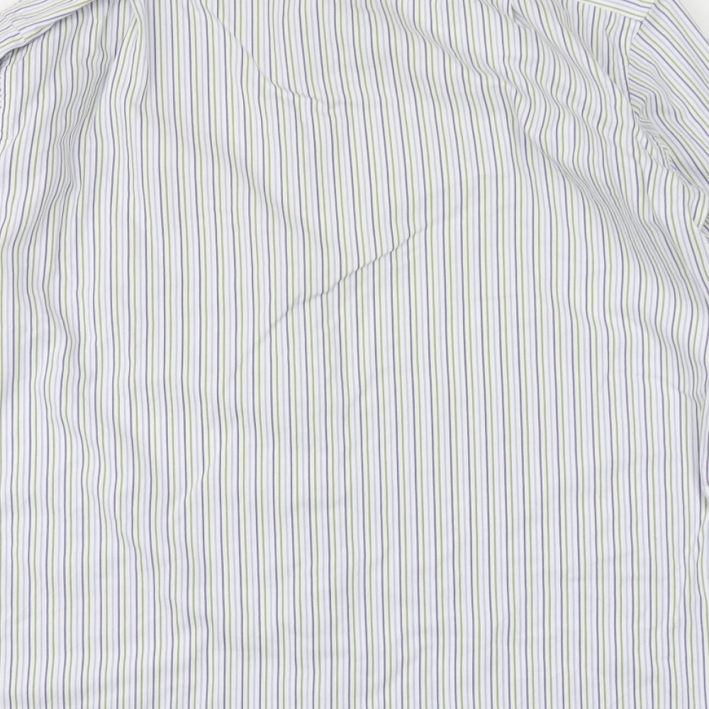 M&S Collection Mens Blue Striped   Button-Up Size 16