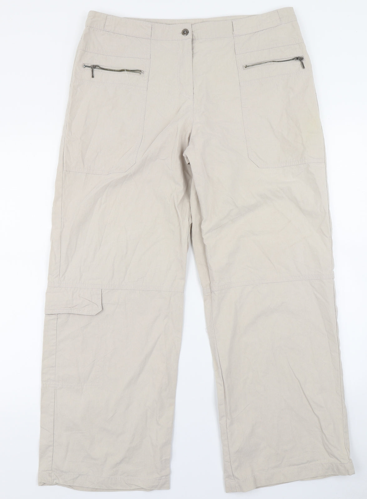 Avenue Womens Beige   Cargo Trousers Size 16 L28 in