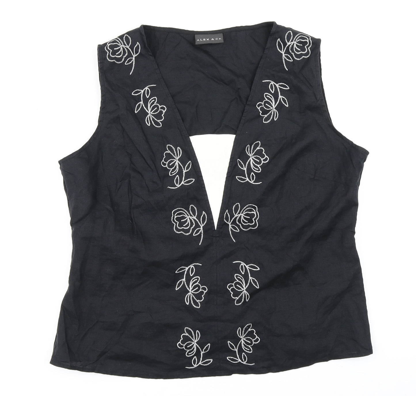 Alex & Co Womens Black Floral  Basic Blouse Size 16