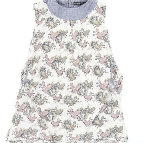 Minymo Womens White Floral  Basic Blouse Size 10