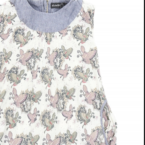 Minymo Womens White Floral  Basic Blouse Size 10