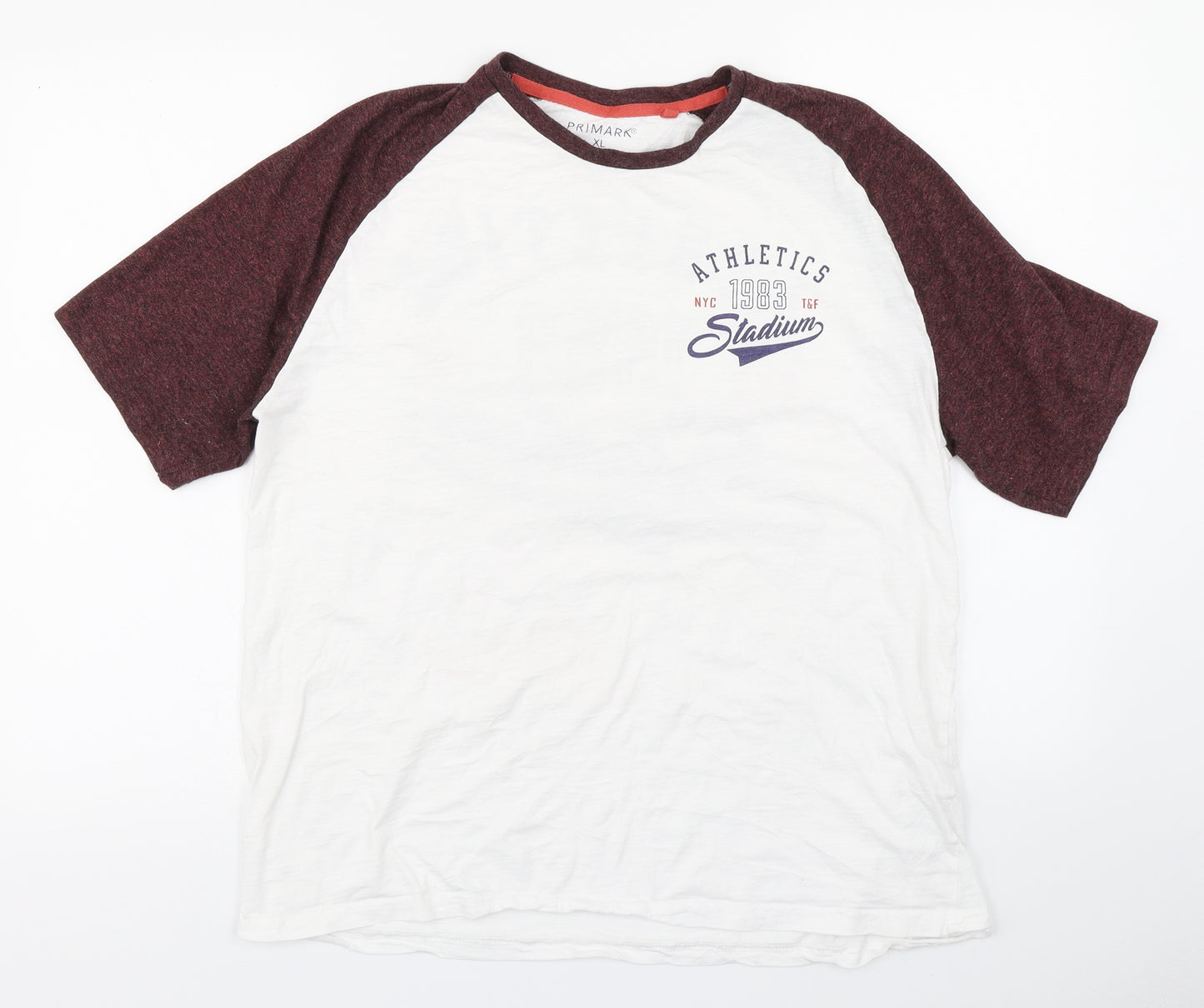 Primark Mens White Colourblock   T-Shirt Size XL