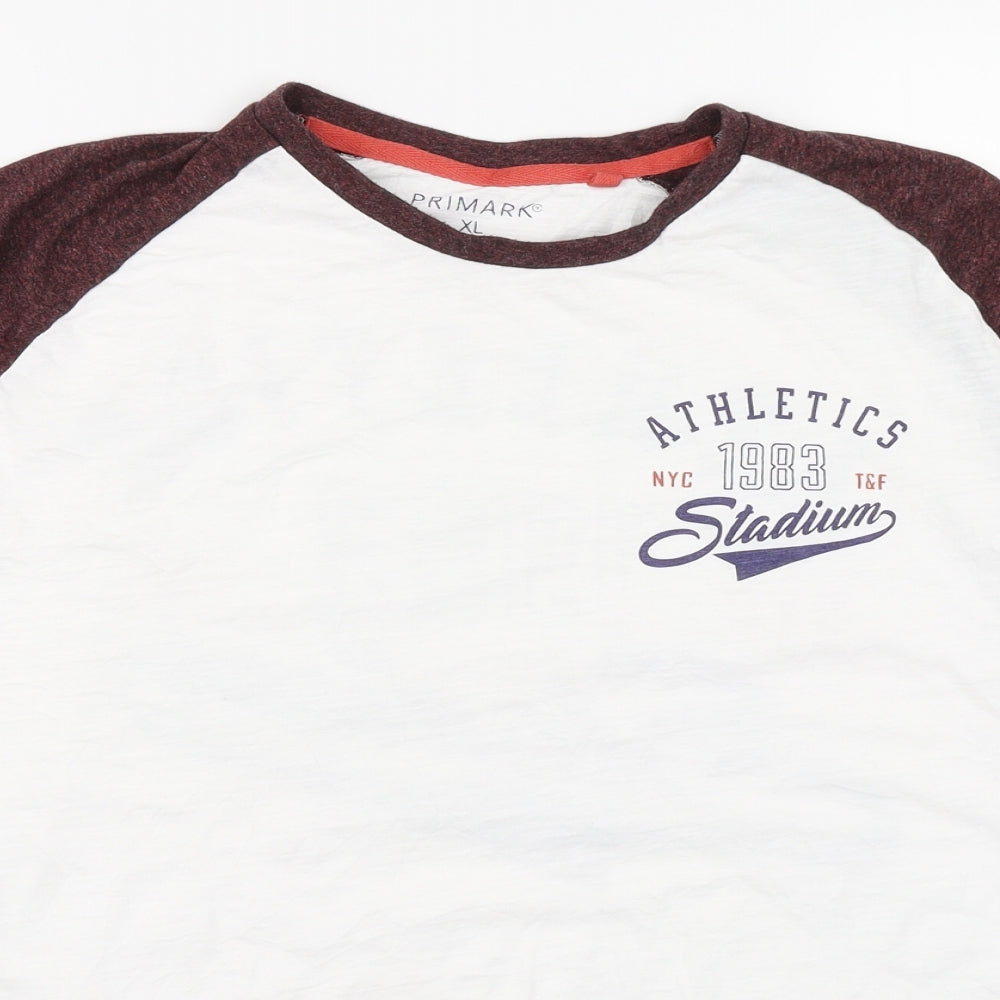 Primark Mens White Colourblock   T-Shirt Size XL