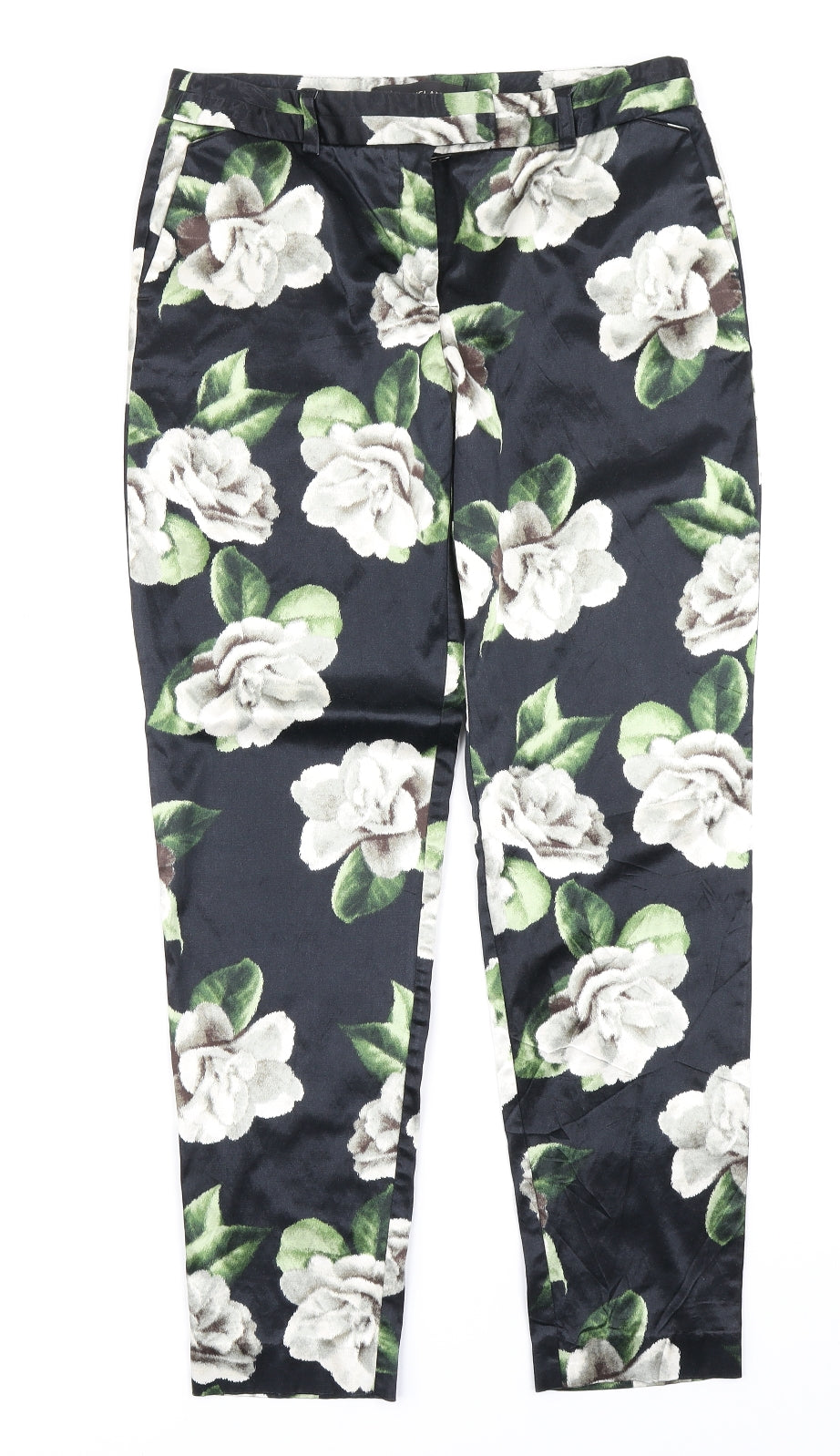 River Island Womens Black Floral  Trousers  Size 12 L26 in