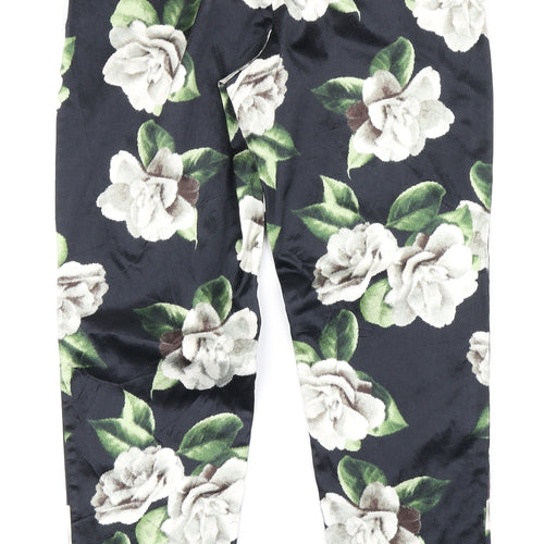 River Island Womens Black Floral  Trousers  Size 12 L26 in