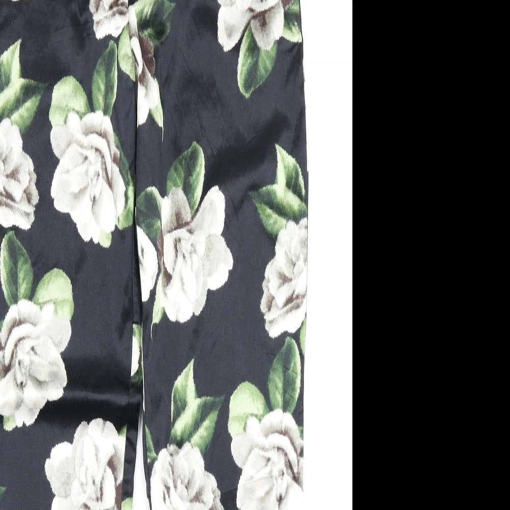 River Island Womens Black Floral  Trousers  Size 12 L26 in