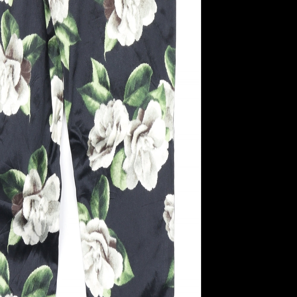 River Island Womens Black Floral  Trousers  Size 12 L26 in