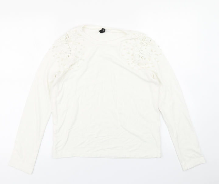 Divided Womens White Basic T-Shirt Size S
