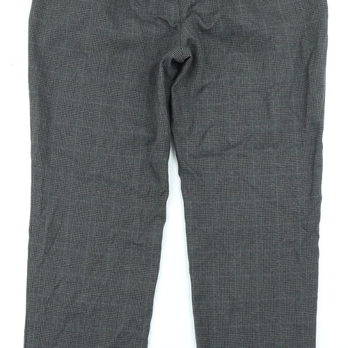 M&S Collection Mens Grey Plaid  Trousers  Size 16 L28 in