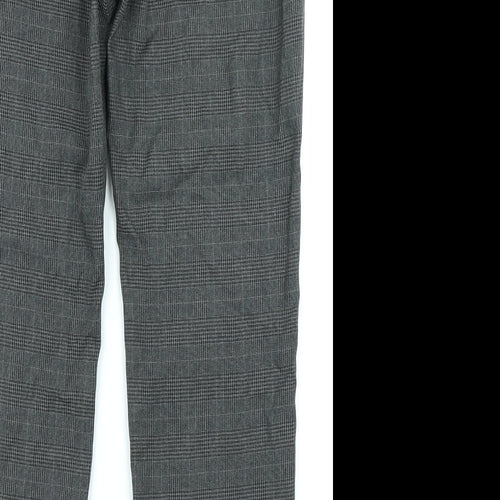 M&S Collection Mens Grey Plaid  Trousers  Size 16 L28 in