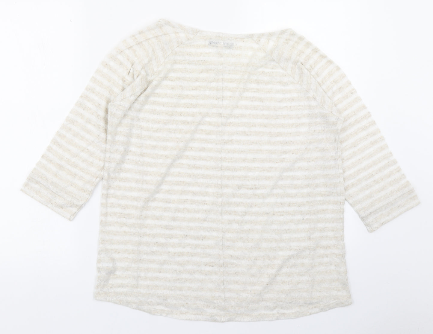NEXT Womens Beige Striped  Basic T-Shirt Size 14