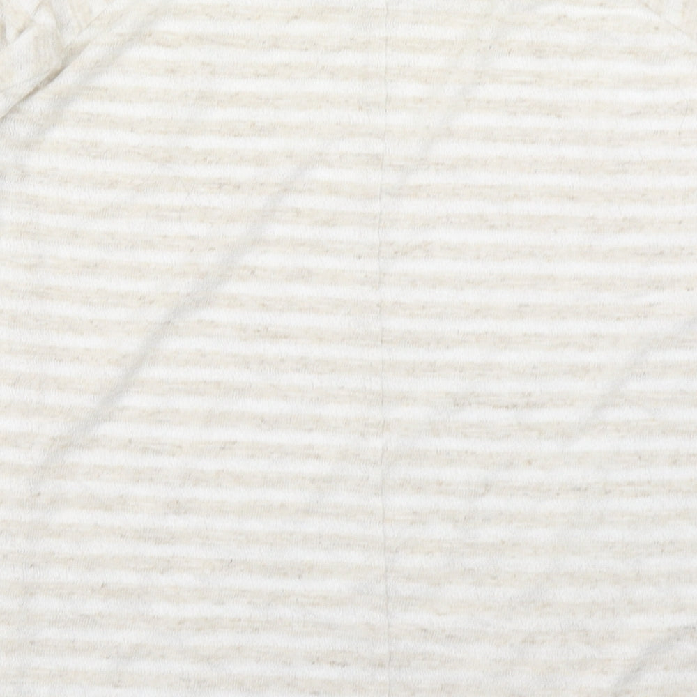 NEXT Womens Beige Striped  Basic T-Shirt Size 14