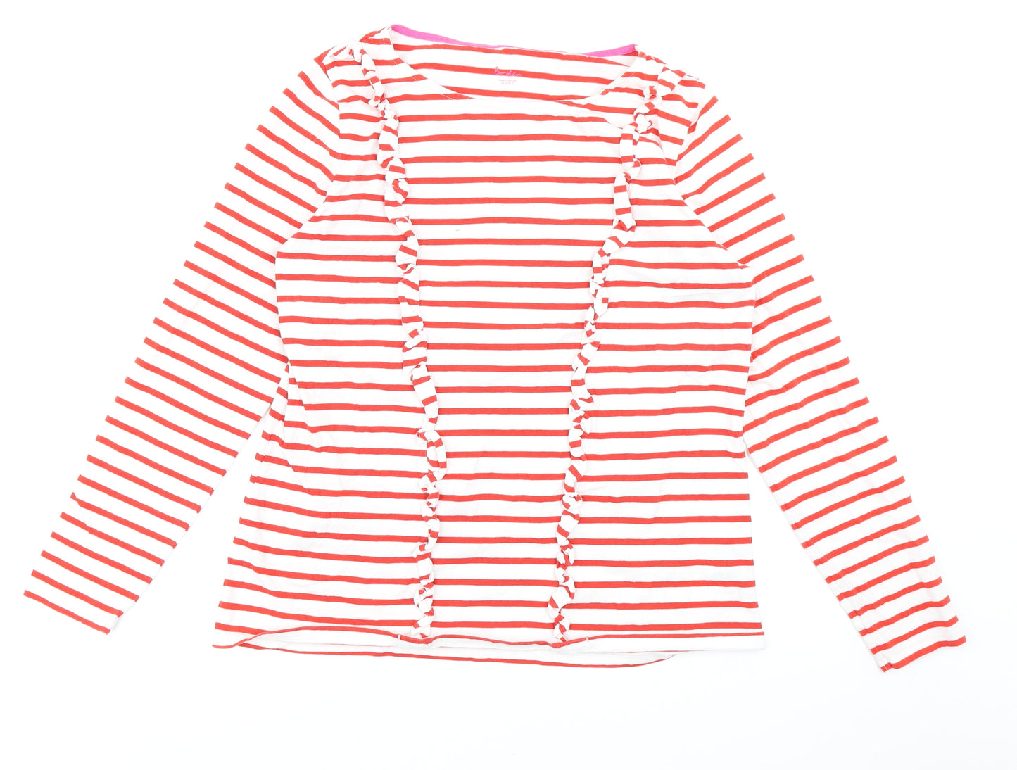 Boden Womens Red Striped  Basic T-Shirt Size 16