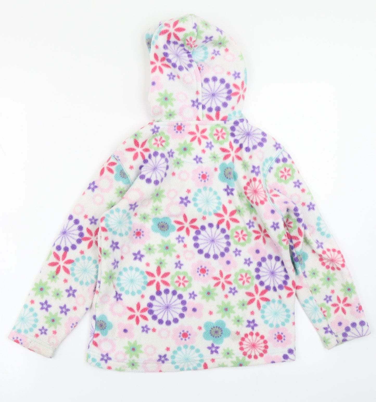 Peter Storm Girls White Floral Fleece Pullover Hoodie Size 5-6 Years