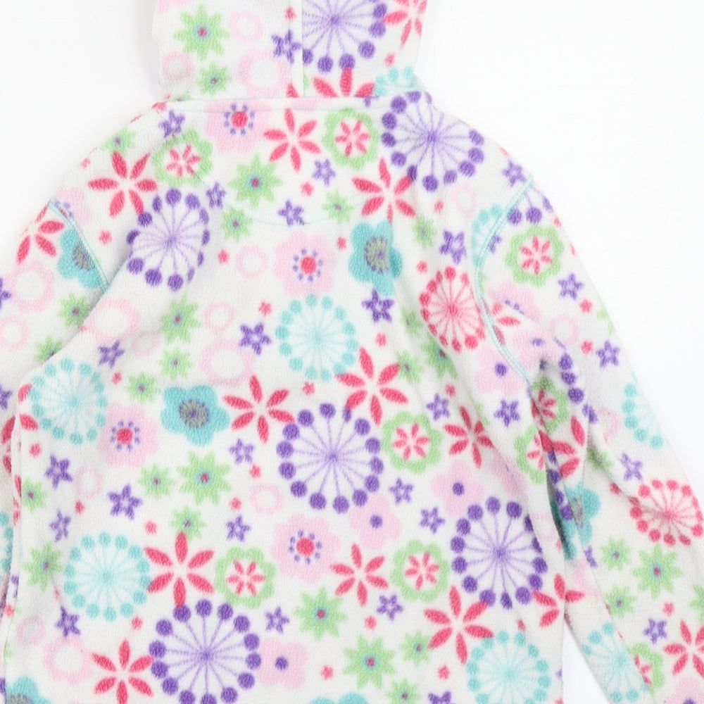 Peter Storm Girls White Floral Fleece Pullover Hoodie Size 5-6 Years