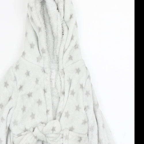 F&F Baby Grey Solid  Kimono Robe Size 9-12 Months  - Bear Ear Hood