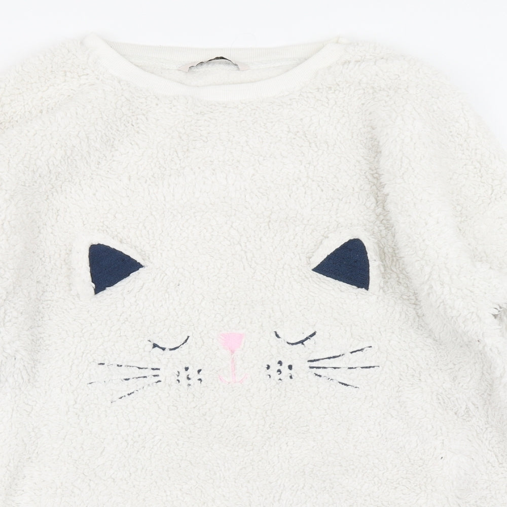TU Womens White  Fleece Top Pyjama Top Size S