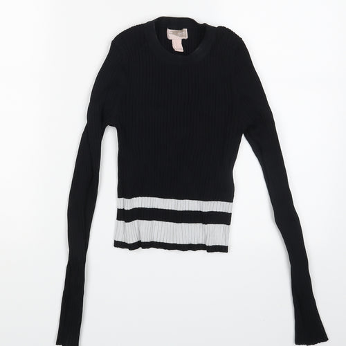 FOREVER 21 Womens Black Striped  Pullover Jumper Size S