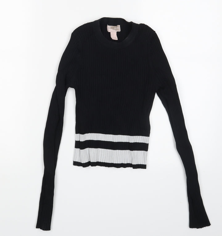 FOREVER 21 Womens Black Striped Pullover Jumper Size S