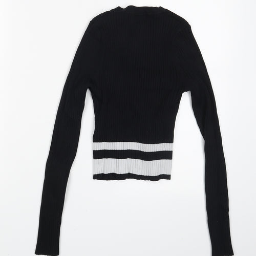FOREVER 21 Womens Black Striped  Pullover Jumper Size S