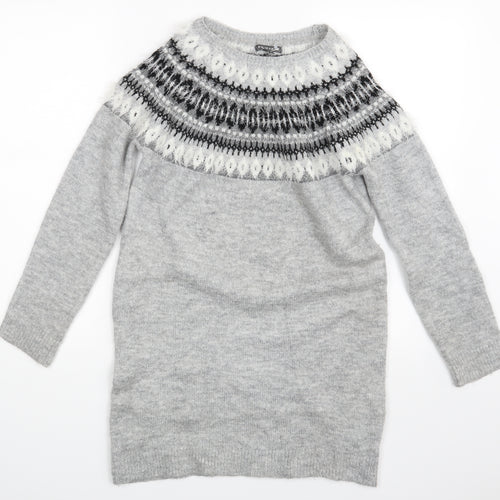 George Girls Grey Gingham  Pullover Jumper Size 12-13 Years