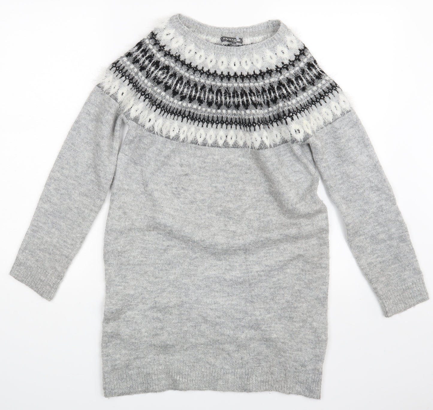 George Girls Grey Gingham  Pullover Jumper Size 12-13 Years