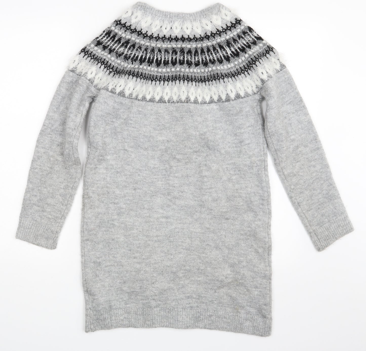 George Girls Grey Gingham  Pullover Jumper Size 12-13 Years