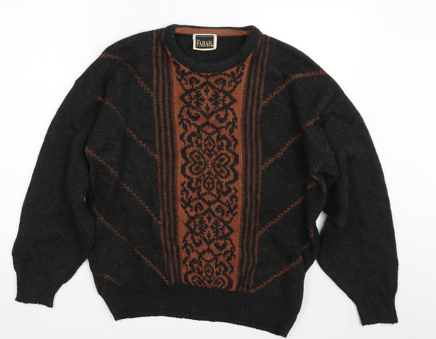 Farah Womens Brown Striped  Pullover Jumper Size L
