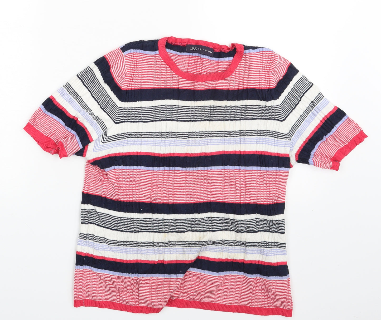 M&S Womens Multicoloured Striped  Pullover Sweatshirt Size 12