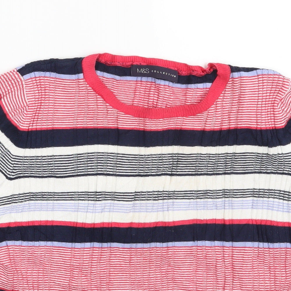 M&S Womens Multicoloured Striped  Pullover Sweatshirt Size 12