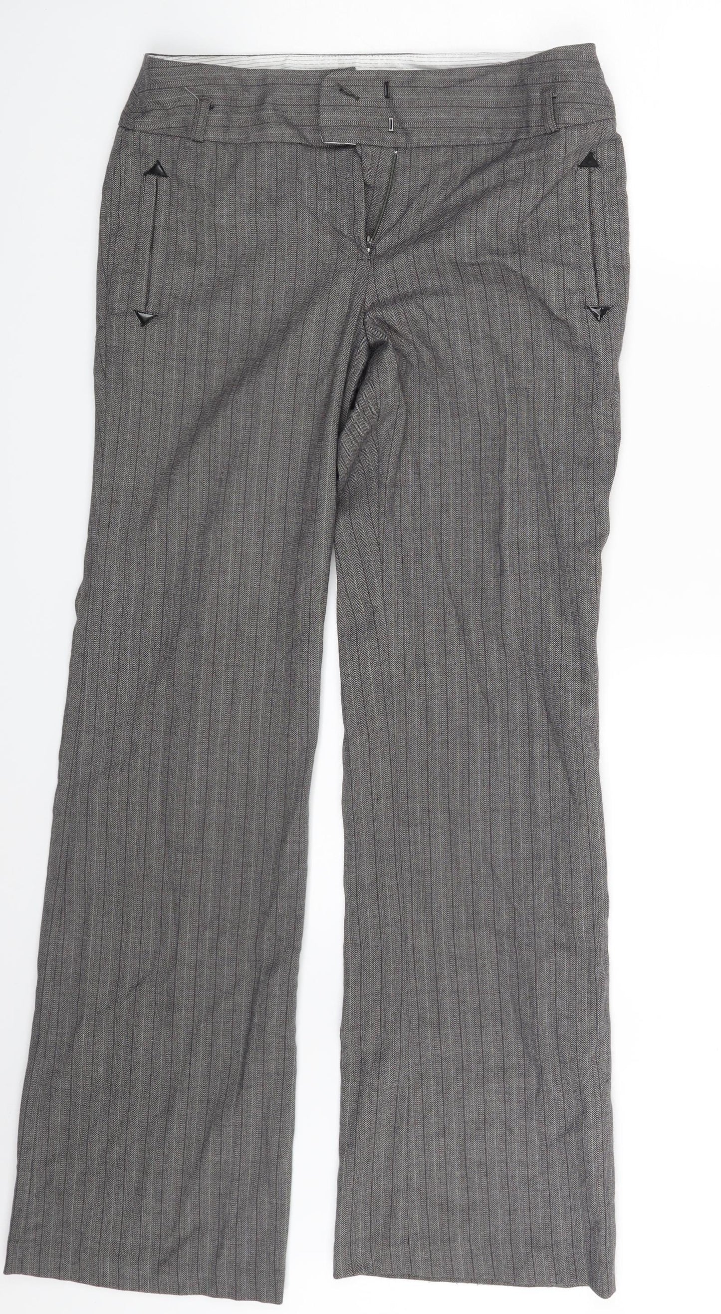 Atmosphere Womens Grey Striped  Trousers  Size 10 L32 in