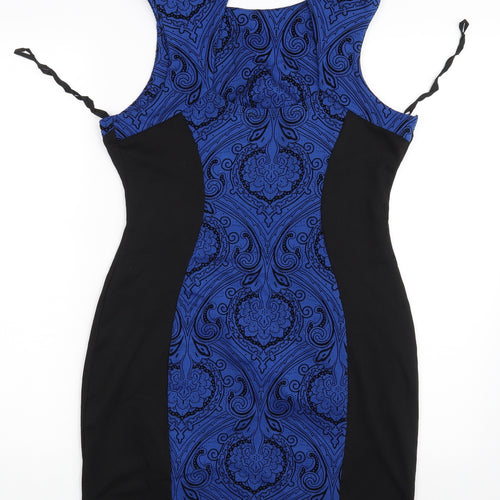 Preworn Womens Blue Paisley  Pencil Dress  Size L