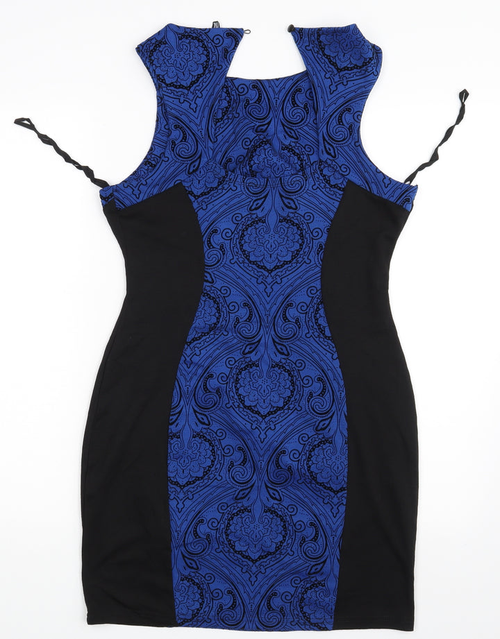 Preworn Womens Blue Paisley  Pencil Dress  Size L