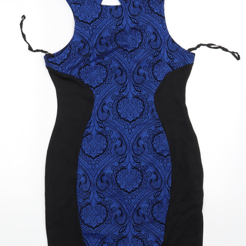 Preworn Womens Blue Paisley  Pencil Dress  Size L
