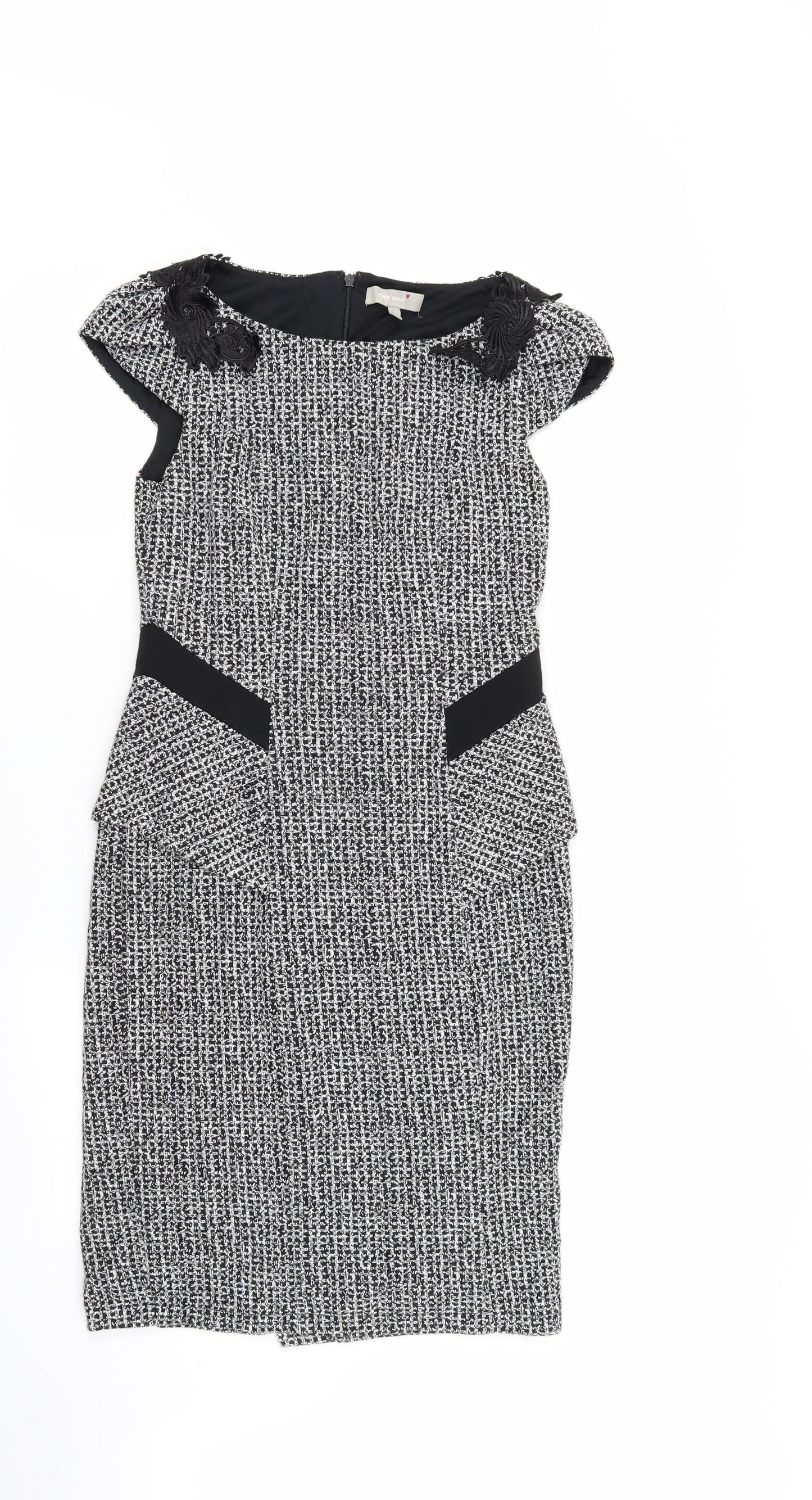 Per Una Womens Multicoloured Houndstooth  A-Line  Size 8