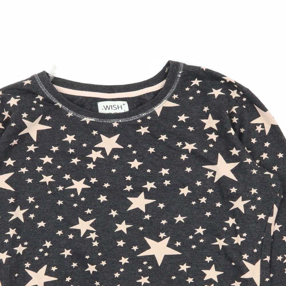 Debenhams Womens Grey Solid  Top Pyjama Top Size 10  - star detail