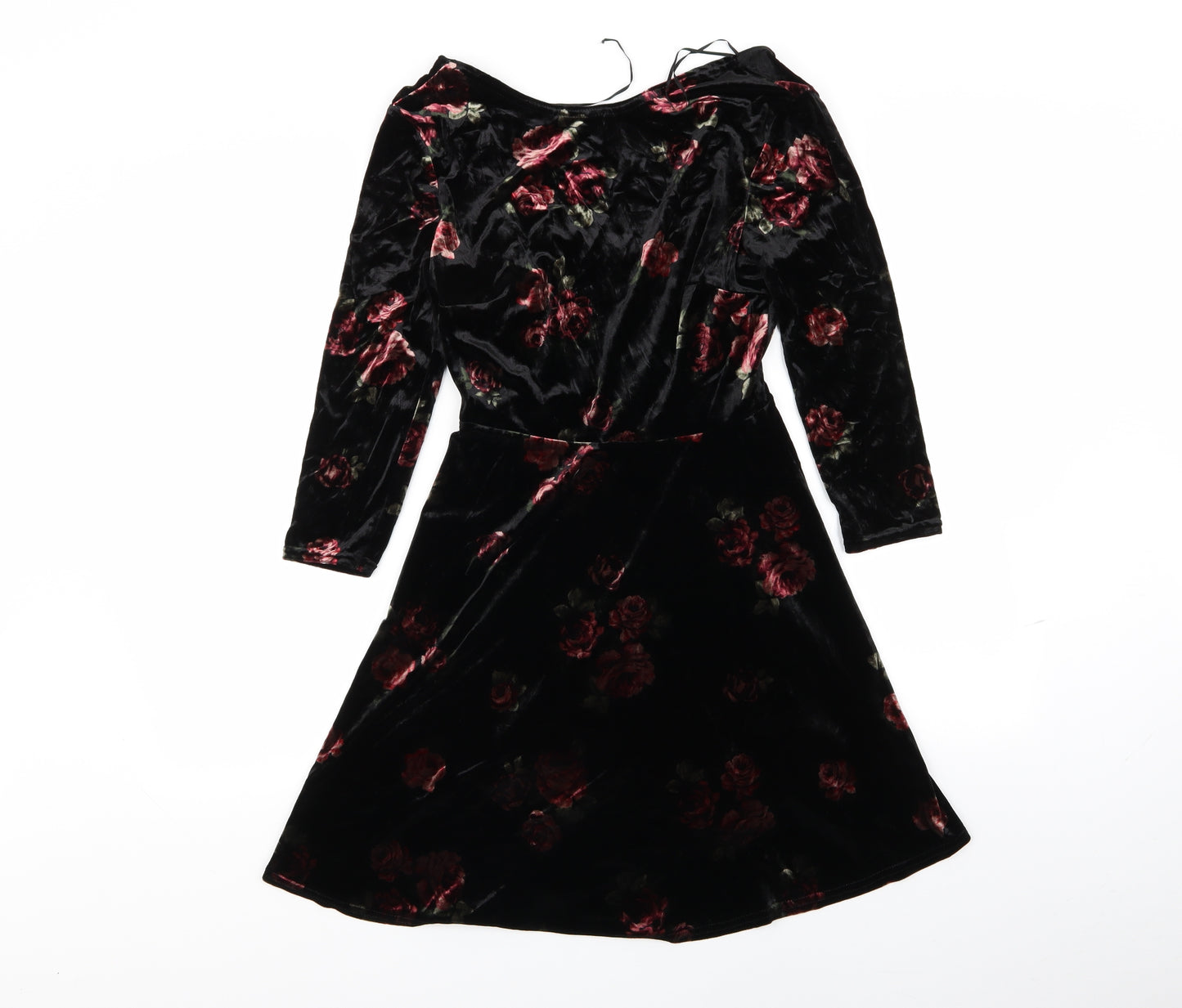 New Look Womens Black Floral  Fit & Flare  Size 8