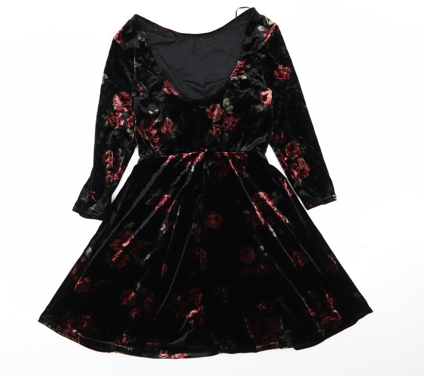 New Look Womens Black Floral  Fit & Flare  Size 8