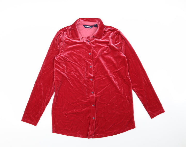 lands end Womens Red Solid Top Pyjama Top Size S