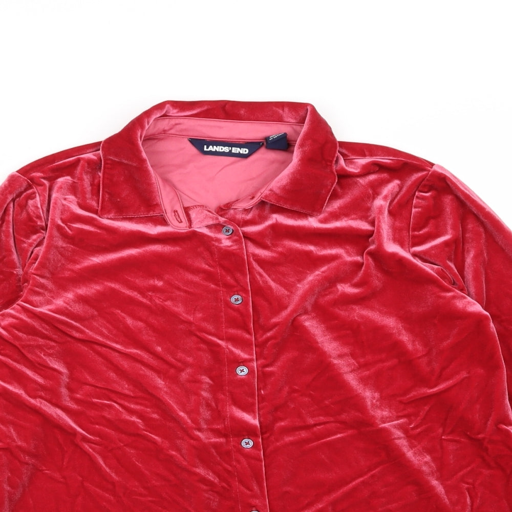 lands end Womens Red Solid  Top Pyjama Top Size S