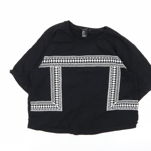 FOREVER 21 Womens Black Geometric  Basic T-Shirt Size S
