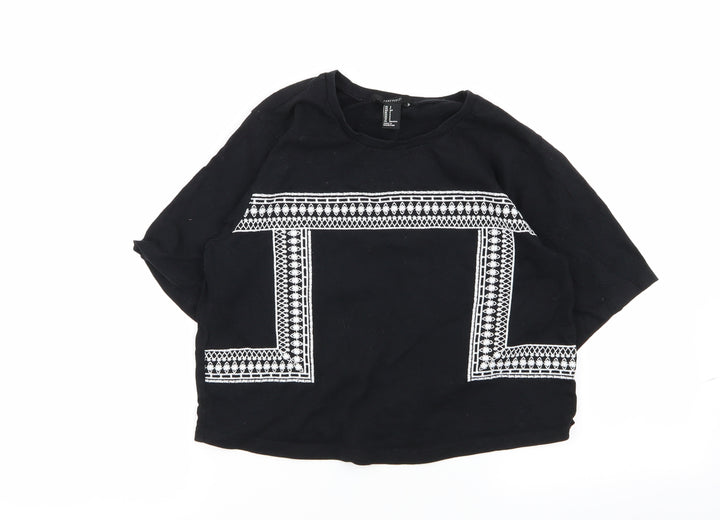 FOREVER 21 Womens Black Geometric Basic T-Shirt Size S