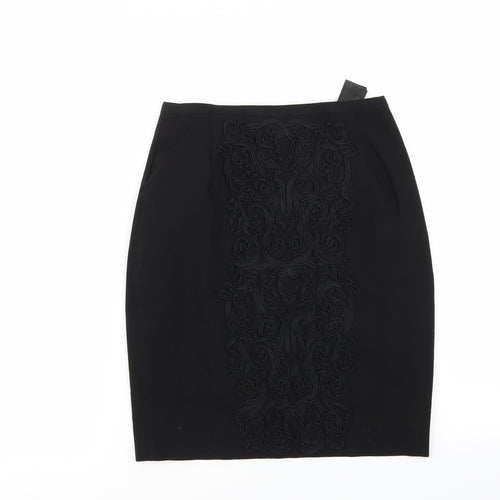 H&M Womens Black Floral  A-Line Skirt Size 6