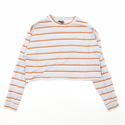 Reclaimed Vintage Womens Multicoloured Striped  Basic T-Shirt Size XS