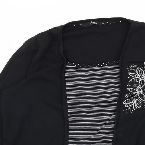 BM Womens Black Striped  Cardigan Jumper Size M  - top/cardigan