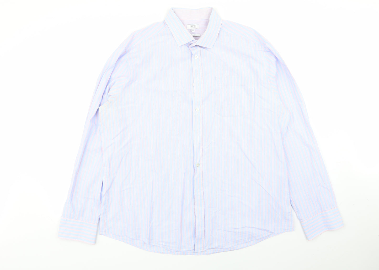 F&F Mens Multicoloured Striped   Dress Shirt Size 17.5