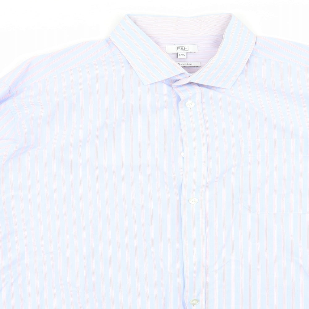 F&F Mens Multicoloured Striped   Dress Shirt Size 17.5