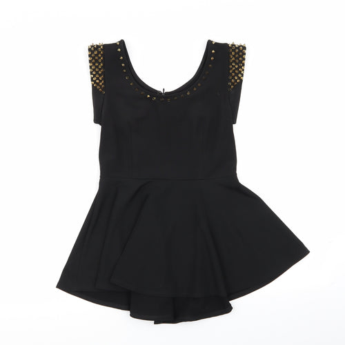 parsian Womens Black Geometric  Basic Tank Size 10