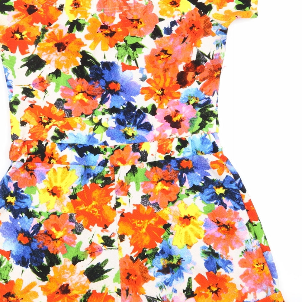 Quiz Womens Multicoloured Floral  Playsuit One-Piece Size 12