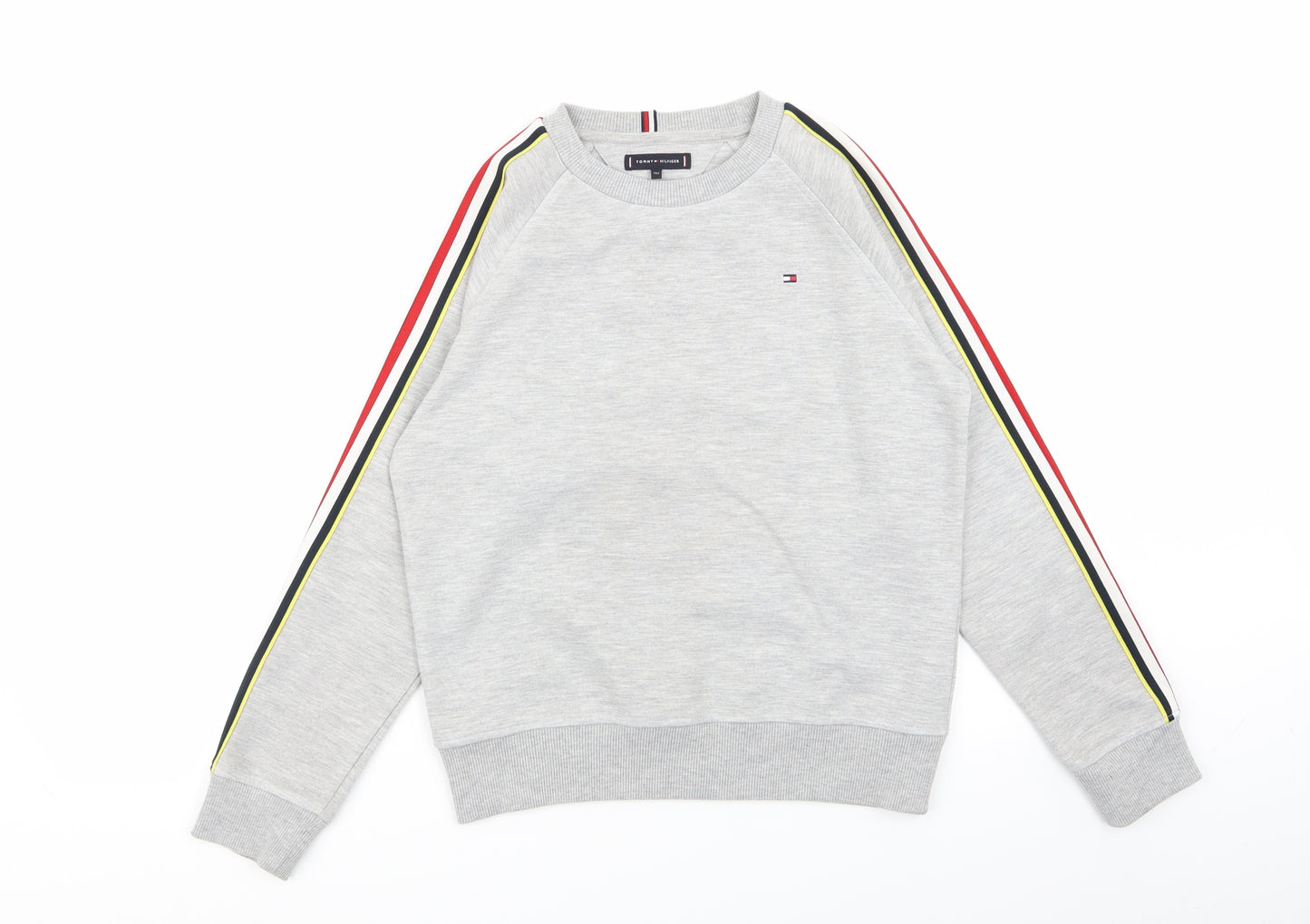 Tommy Hilfiger Boys Grey Striped  Pullover Jumper Size 12-13 Years